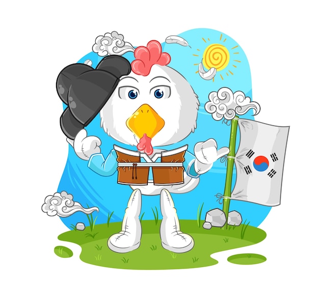 Chicken korean culture vector cartoon character