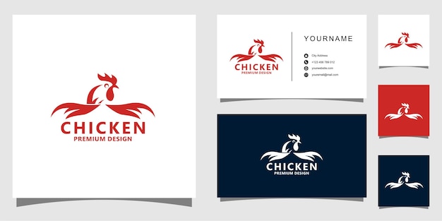 chicken Logo and business card designs vector premium