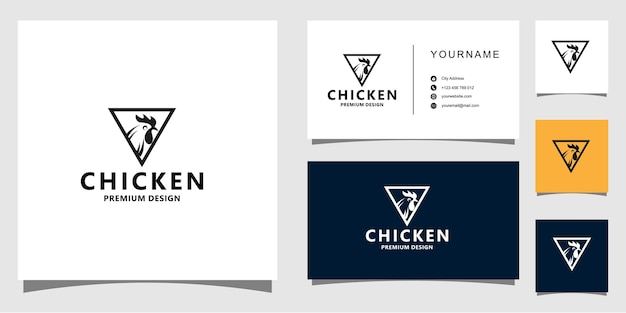 chicken Logo and business card designs vector premium