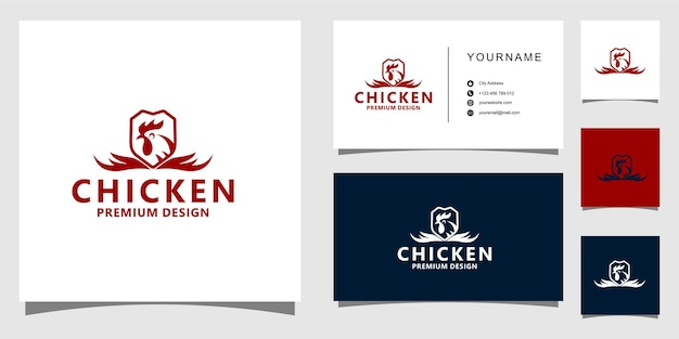 chicken Logo and business card designs vector premium