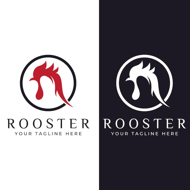 Chicken logo rooster head logo with fish combination Logo for company business restaurant or restaurant or food stall Using penditan simple vector illustration