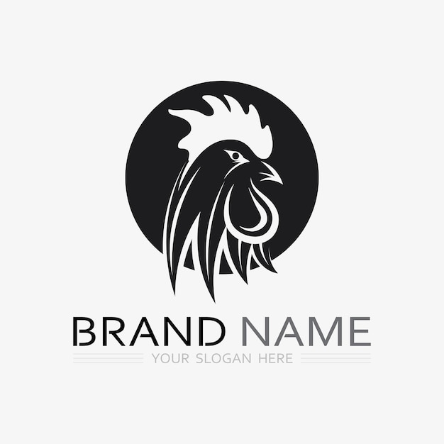 chicken logo rooster and hen logo for poultry farming animal logo vector illustration design