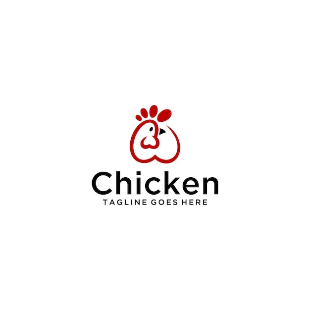 chicken and love logo sign design