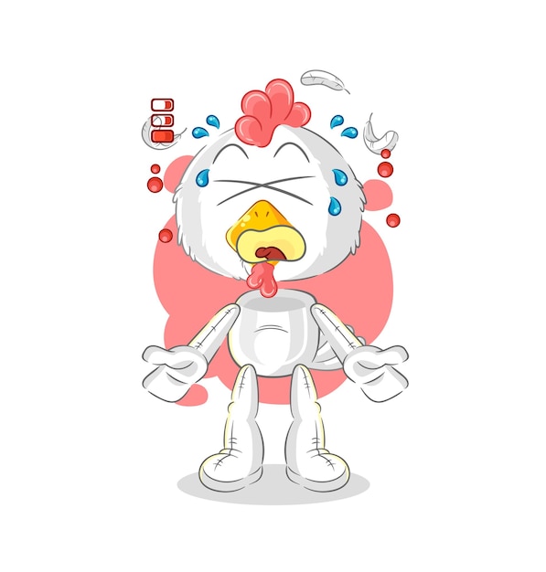 Chicken low battery mascot cartoon vector