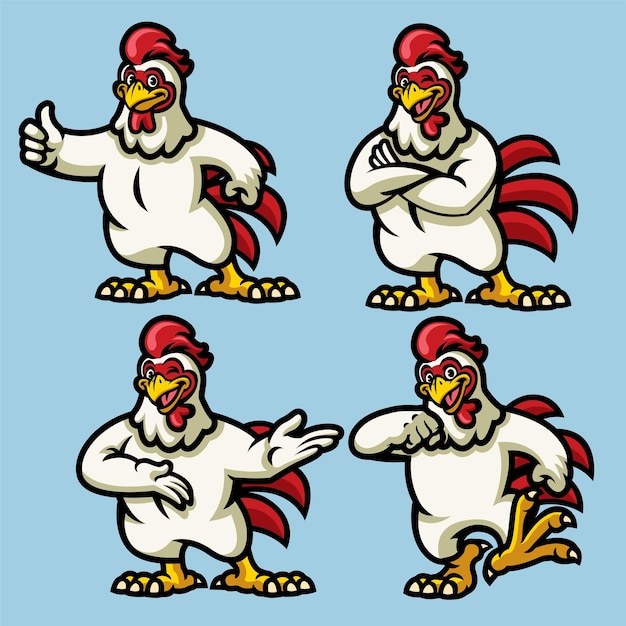 Chicken Mascot character in set