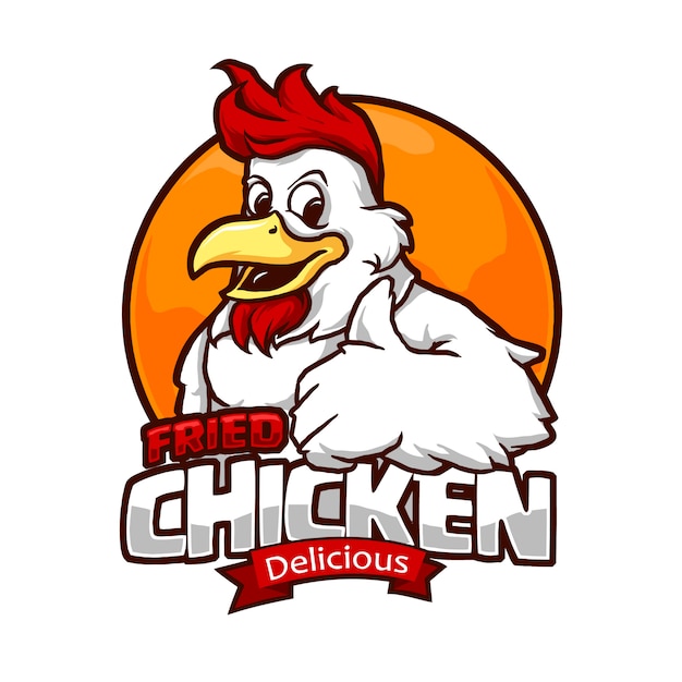 Chicken mascot for junk food restaurant logo