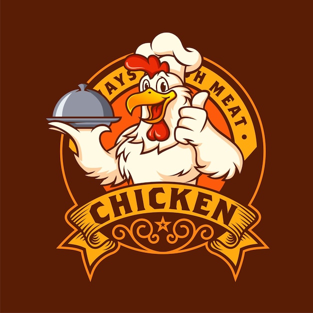 Vector chicken mascot logo design vector template