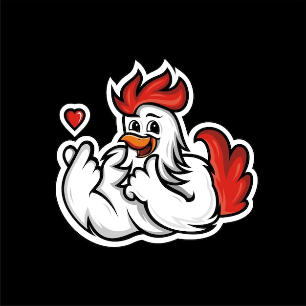 Chicken mascot logo design with korean love concept