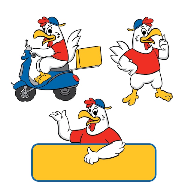 Chicken mascot with different pose