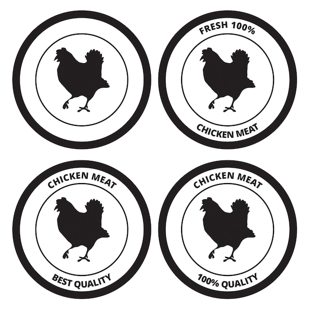 Chicken meat quality seal on a white background with copy space