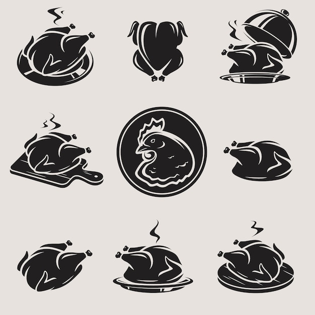 Chicken meat set Collection icon chicken meat Vector