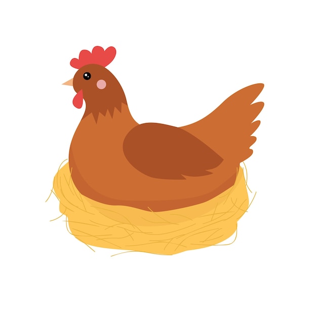 Chicken in the nest Cartoon vector illustration