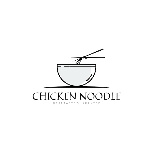 Chicken noodle logo design inspiration Noodle bowl logo template Vector Illustration