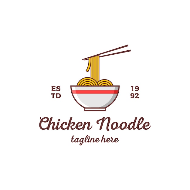 Chicken Noodle Logo design vector illustration