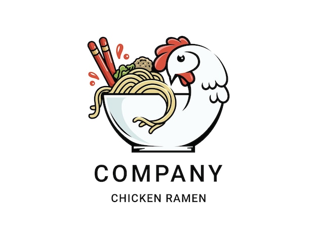 Chicken Ramen Food Logo Template