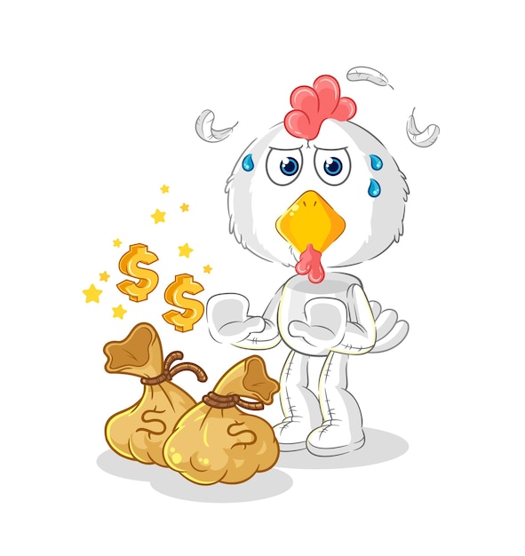 Chicken refuse money illustration character vector