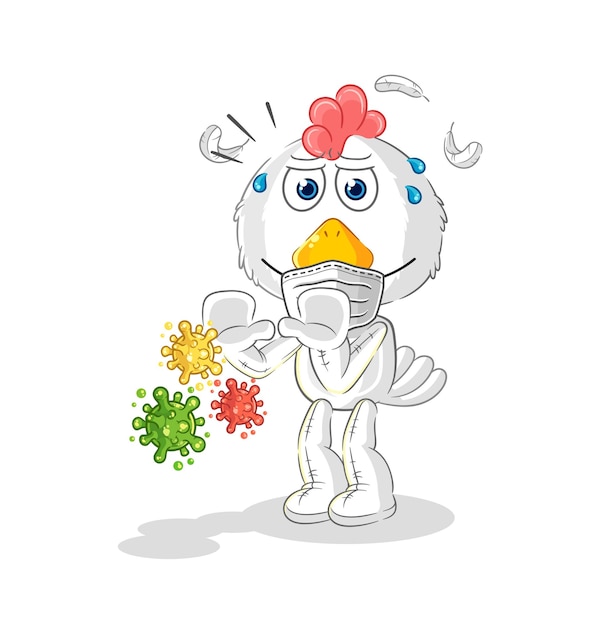 Chicken refuse viruses cartoon cartoon mascot vector