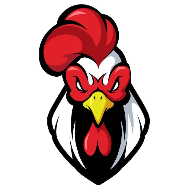 Chicken rooster head mascot design logo vector