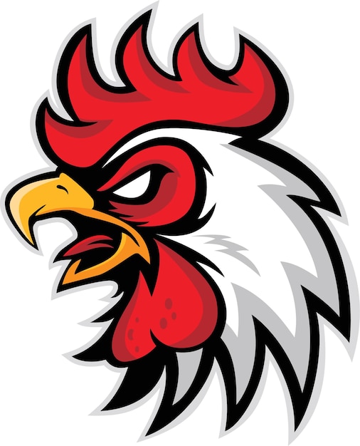 chicken Rooster head mascot logo isolated on white background