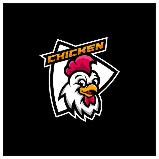 Chicken rooster head mascot sport esport logo template