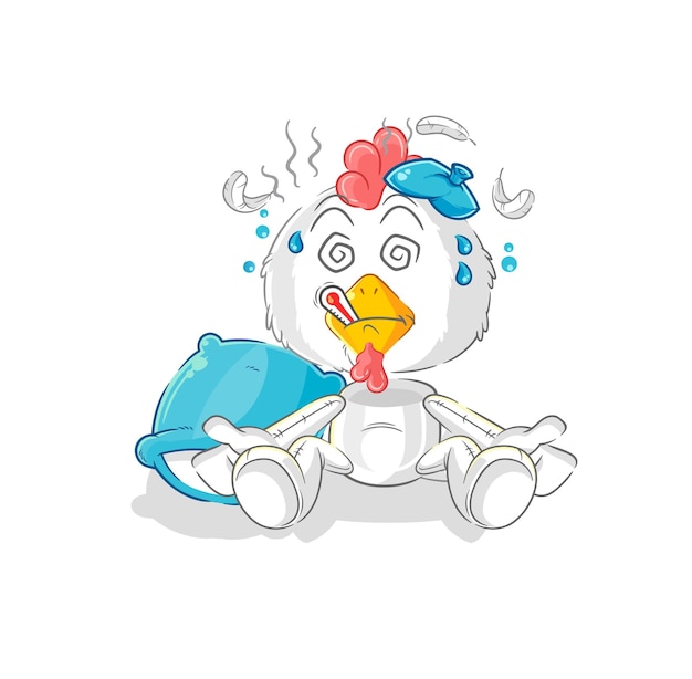 Chicken sick vector cartoon character