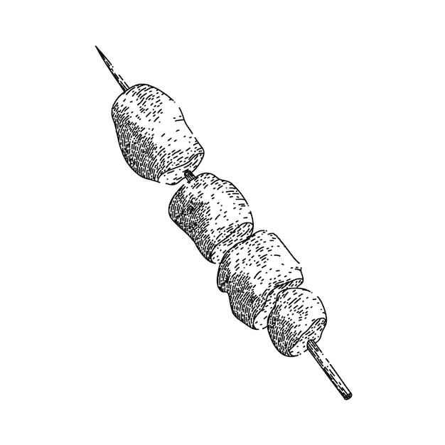 Vector chicken skewered food sketch hand drawn vector