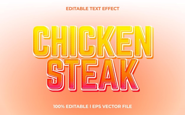 Chicken steak 3d editable text effect template with 3d style use for logo and business brand