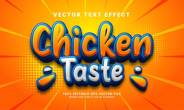 Chicken taste 3D text effect. Editable text style effect with food menu theme. Suitable for food promotion needs.