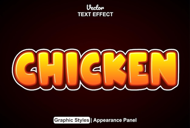 Chicken text effect with orange color graphic style editable