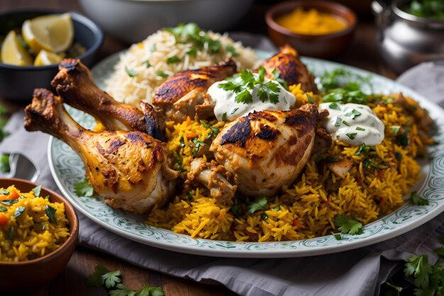 Chicken Thigh and Rice Biryani with Green Peas