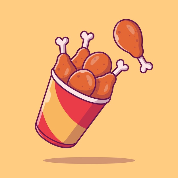 Chicken Wing On Bucket  Icon . Fast Food  Collection. Food Icon  Isolated