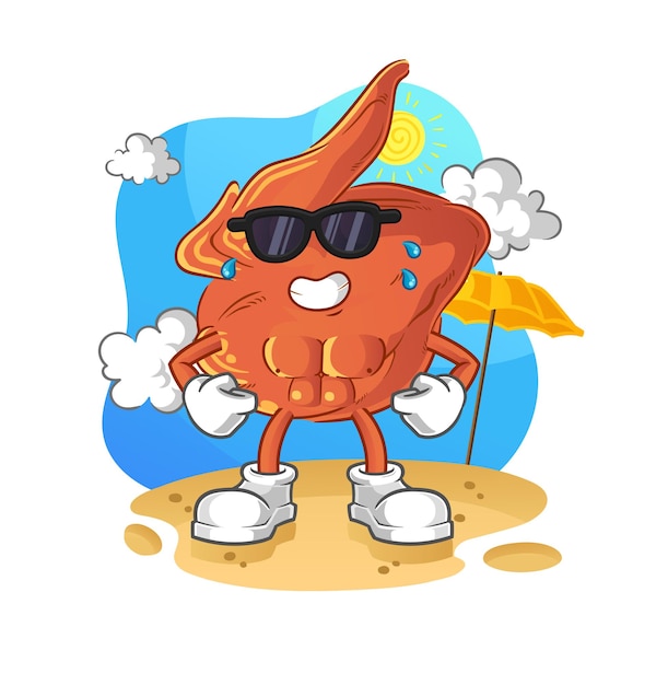 Chicken wing sunbathing in summer. character vector