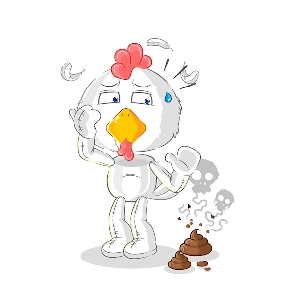 Chicken with stinky waste illustration character vector