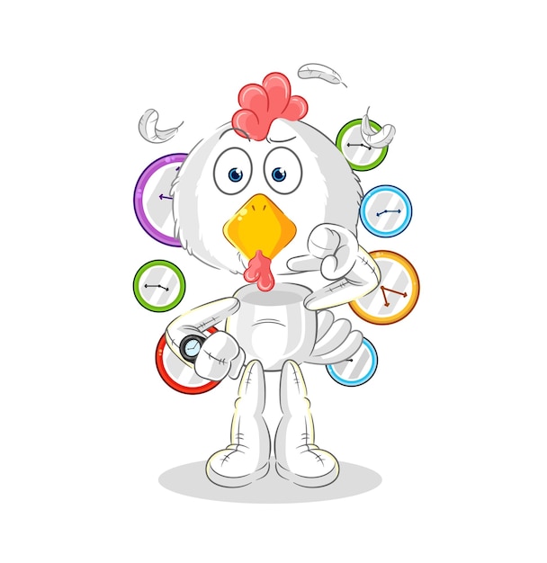 Chicken with wristwatch cartoon cartoon mascot vector