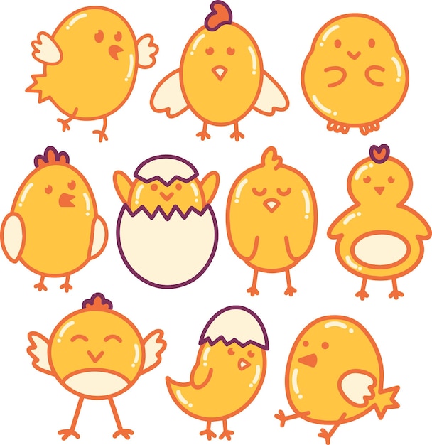 Chicks Doodle Illustration