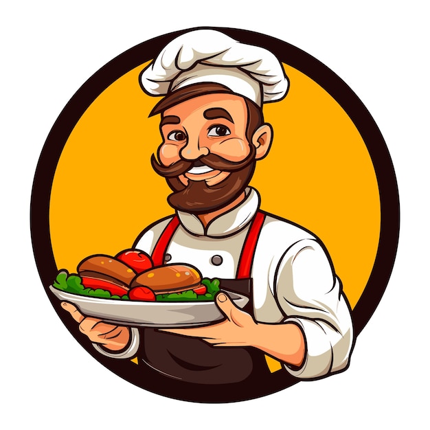 Chief cooker Illustration for business restaurants cafe food eat shop trade