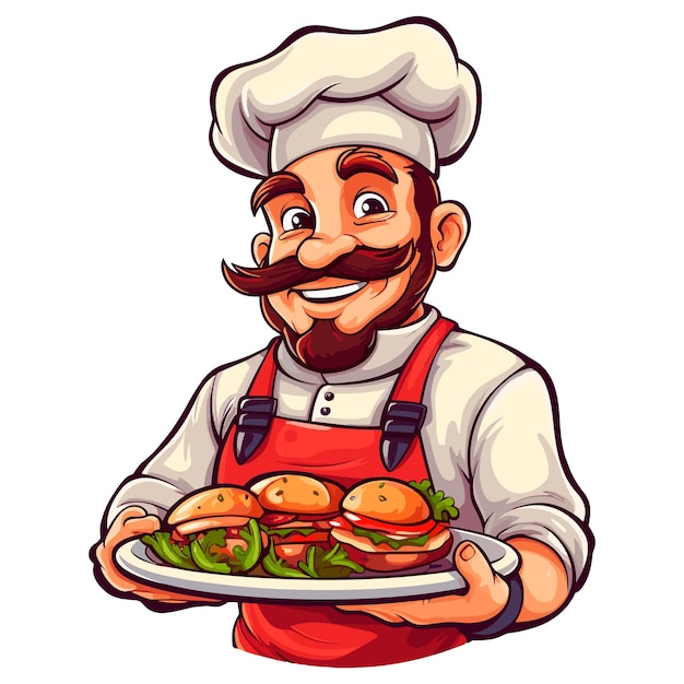 Chief cooker Illustration for business restaurants cafe food eat shop trade