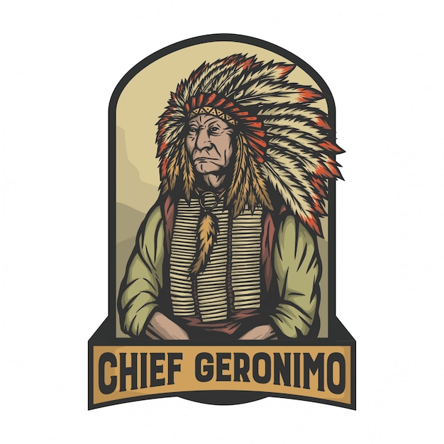 Vector chief geronimo as a leader of indian in signature pose