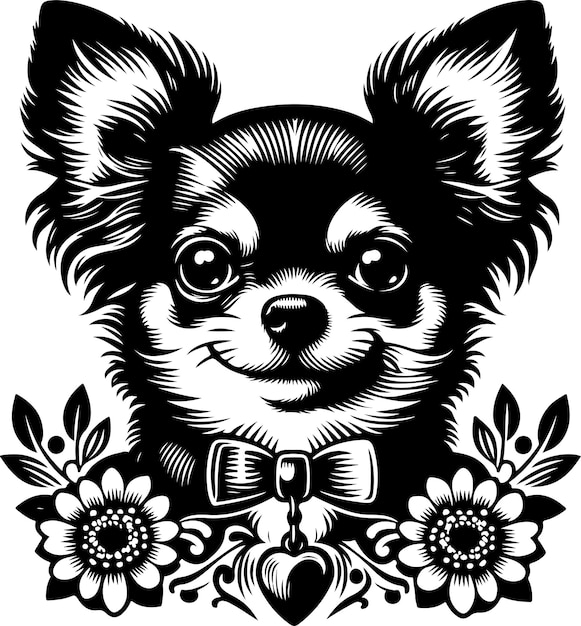 Vector chihuahua dog clip art line art vector black color silhouette