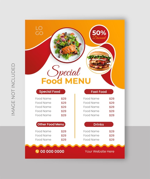 Chiken Burgers restaurant food menu template