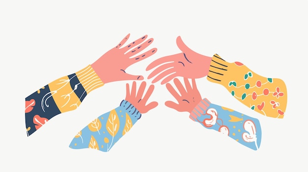 Child and Adult Hands Flat Illustrations Unity and Connection Concept