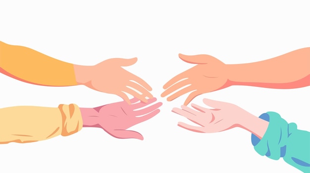 Vector child and adult hands flat illustrations unity and connection concept