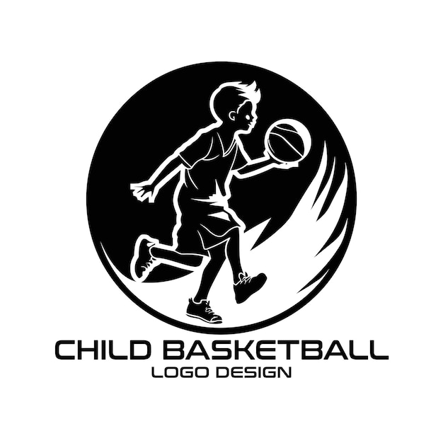 Child Basketball Vector Logo Design