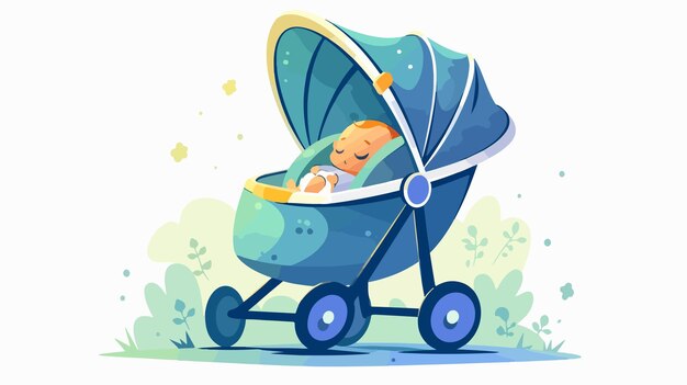 Vector child buggy baby stroller pram vector icon