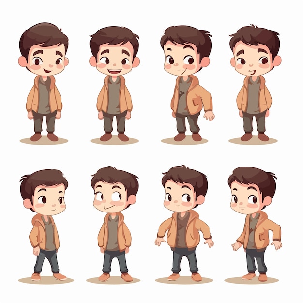 Child dressed in brown clothes cute kid vector