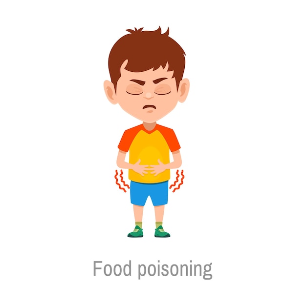 Child food poisoning diseases vector sick boy