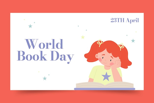 Child girl book banner horizontal World Book Day