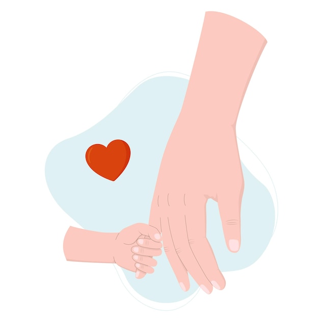 The child holds the hand of parent Child protection