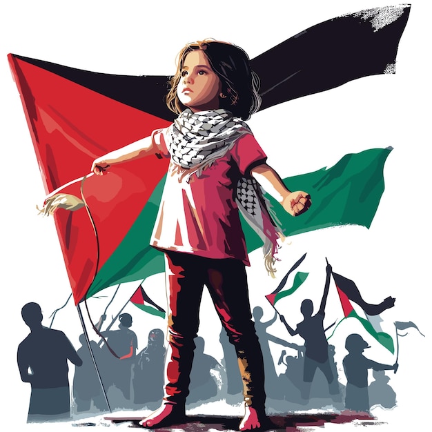 A child holds a Palestinian flag