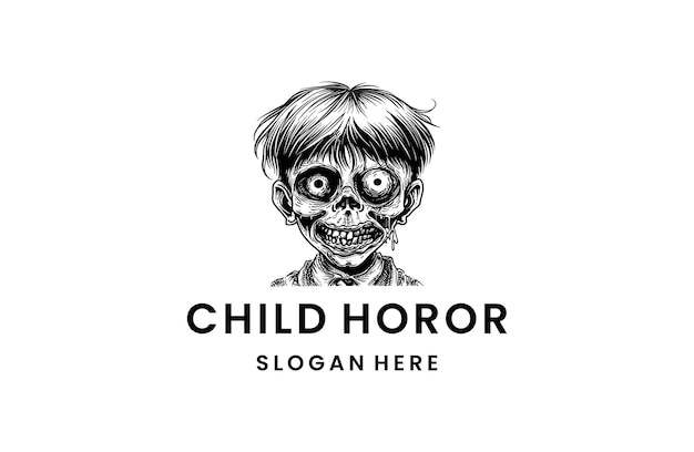 Child horor logo style icon design template flat vector